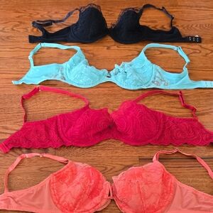 Victoria's Secret Lace Bra Collection - Black, Mint, Red, Coral